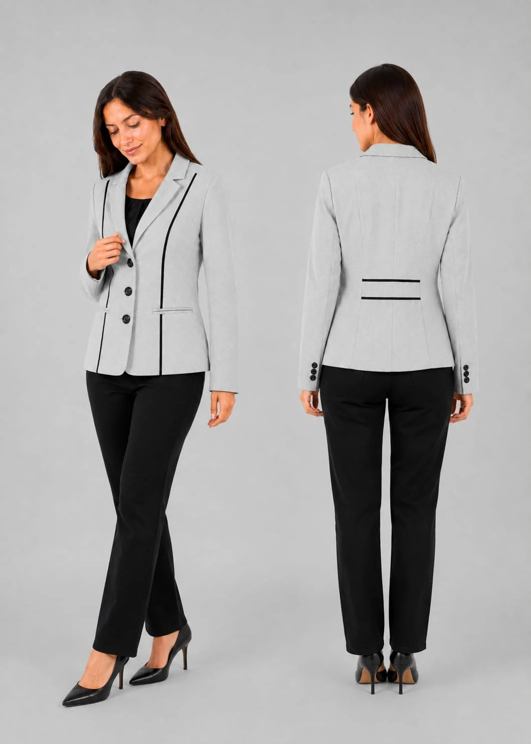 Blazer gris claro con vivos