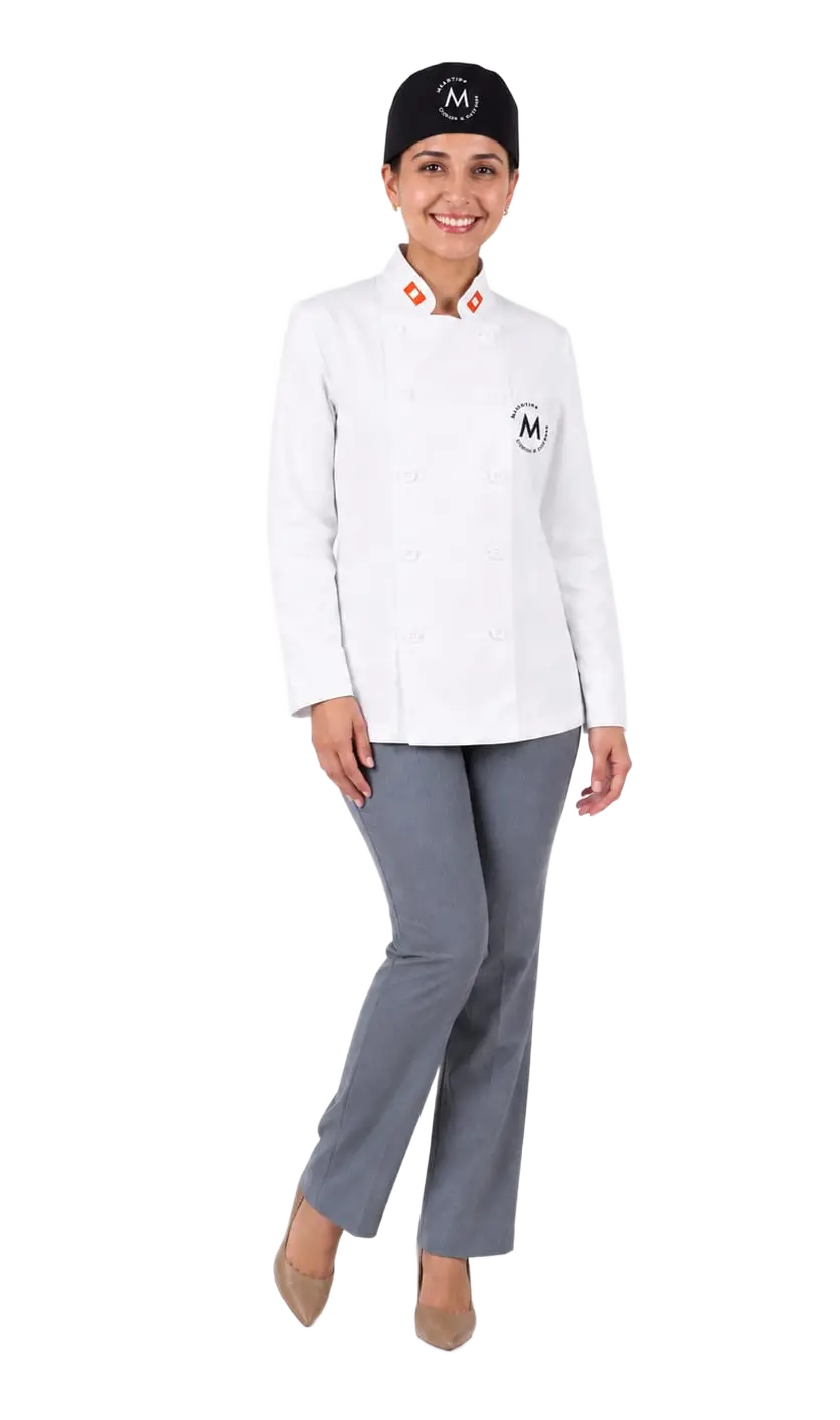 Casaca de chef con gorro bandana (reverso)