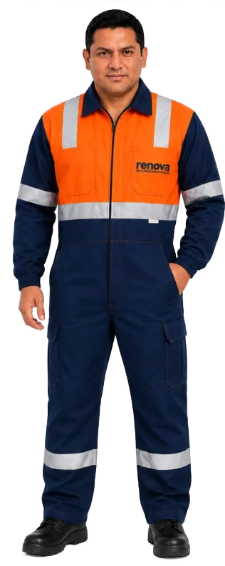 Mameluco denim/drill naranja